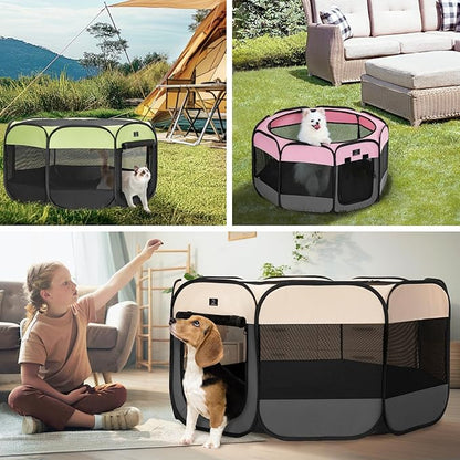 A4Pet Portable Kitten Playpen for Cats, 27" Foldable Pet Playpen for Puppy/Cat/Rabbit/Chick, with Removable Zipper Top & Mesh Panel(11_ _ 7.5_)