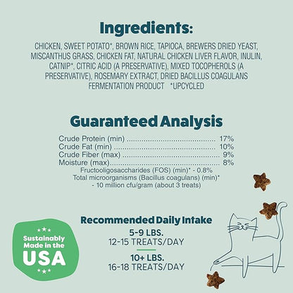 Shameless Pets Crunchy Cat Treats - Catnip Treats for Cats with Digestive Support, Kitten Treats with Real Chicken, Natural & Healthy Flavored Feline Snacks - Catnip N Chill, 1-Pk (12 Oz)