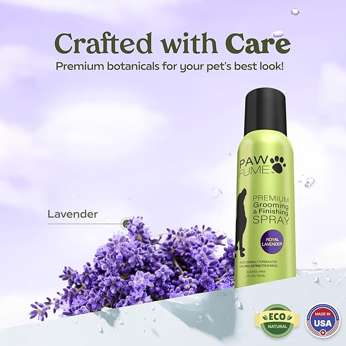 PAWFUME Dog Detangler Grooming Spray, Royal Lavender, 2-Pack  Keeps Pups Fresh All Day  Hypoallergenic, Alcohol-Free, Detangling & Moisturizing  Salon-Quality Dog Necessities for Coat & Fur Care