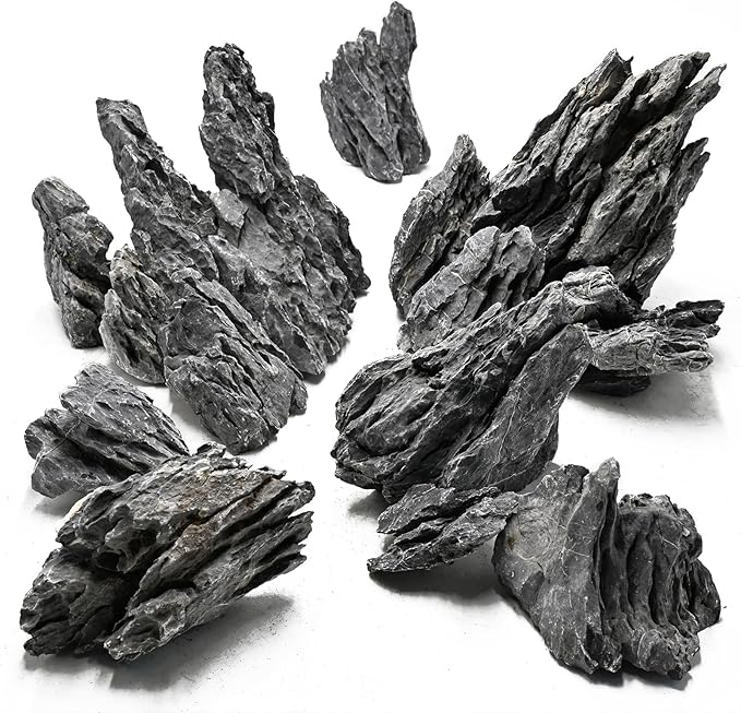 Unocho Seiryu Stone Aquarium Rocks 40LB Natural Fish Tank Rocks for Aquascaping Garden Landscaping Decoration Paludarium Amphibian Enclosures(312 Inches)