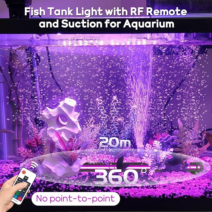 Bubbler Aquarium Fish Tank Decor: Submersible Aquarium Lighting with Oxygen Boost for Fish Lovers - Waterproof RGB Light Bar Bubble Wall with Remote for 30-35 Inch Saltwater Freshwater Fishes Tanks