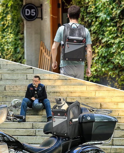 KEMIMOTO Motorcycle Dog Cat Carrier Bags Upgraded Pet Carriers Portable Load Capacity 20 lbs Folding Dog Carrier Backpack for Street Glide Road King with Passenger Seat Touring Trike Models Can Am