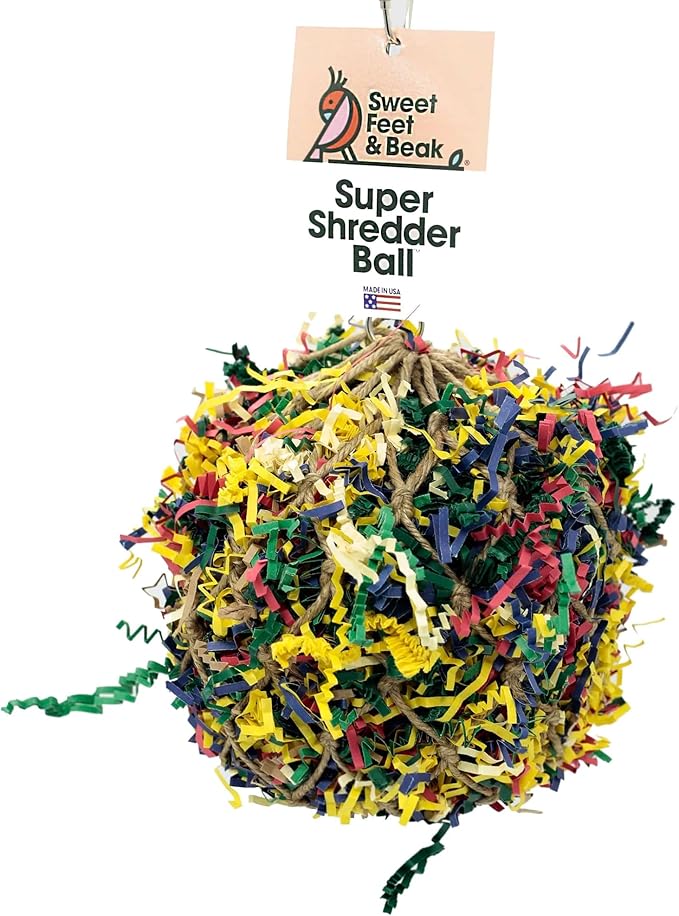 Super Shredder Ball - Bird Cage Accessories to Keep Your Bird Busy Foraging for Hidden Treasures - Non-Toxic, Easy to Install Bird Foraging Toys for Small Sized Birds - 3 Inch
