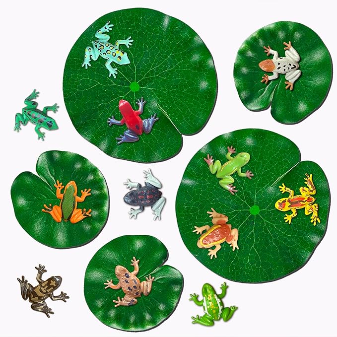 Realistic Plastic Frog Toy Decorations Mini Vinyl Frogs Fun Rain Forest Character，Fish Tank Accessories Aquarium Decorations ，Colorful Frogs tree frogs，poison dart frogs animal figurines. (A-17 Plack)