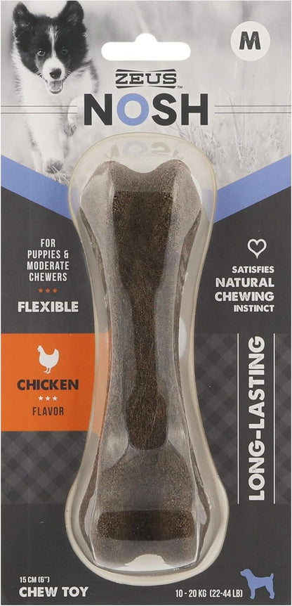 ZEUS Nosh Flexible Dog Chew Bones, Dog Chew Toys for Puppies Teething, Long Lasting Chicken Flavor, Medium