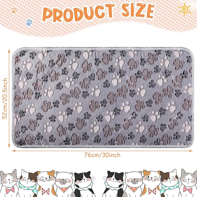 Tatuo 4 Pcs Dog Blanket Pet Puppy Blanket Puppy Teething Toys Paw Print Fleece Blanket for Pet Cat Soft Warm Sleep Mat Guinea Pig Cage Blanket(Medium(30 x 20.5 Inch),Gray)