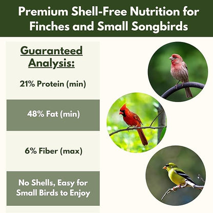 Premium No Mess Bird Seed by Freebird - Peanut Pieces, Sunflower Hearts, Sunflower Chips - 100% Waste Free Bird Food for Finches and Small Songbirds - 7lb Bag