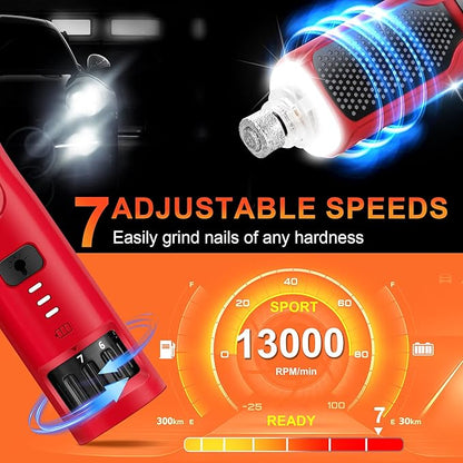 7-Speed Dog Nail Grinder & Dog Nail Trimmers for Large Medium Small Dogs Cats Pets Claw Trimmer Quick Sensor and Safety Guard Type-C Rechargeable with 360° LED Lights Pet Nail Trimmer