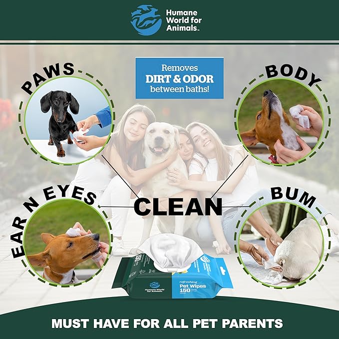 Humane World Pet Wipes - 450 Count, Hypoallergenic, Calming Lavender & Refreshing Citrus - Gentle Cleansing for Dogs & Cats