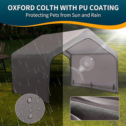 Dog Tent Outdoor, Extra Large Dog House Outside, Big Dog Shade Shelter Waterproof Weatherproof Doghouse Canopy with Ground Nails, Sun Rain Cover for Pet Cat Goat Livestock, 4'x 4'x 3.3', Gray