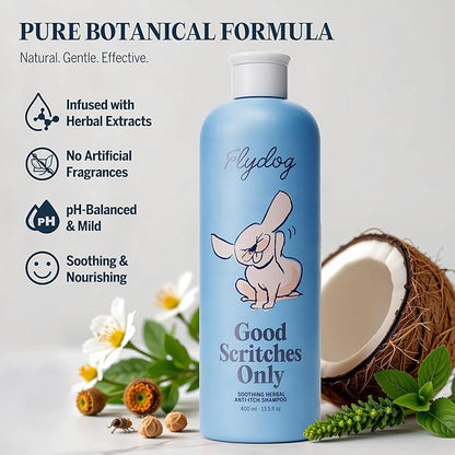 FLYDOG Dog Cat Shampoo with Brush: Natural Herbal Hypoallergenic Pet Shampoo, Deshedding Dandruff Control Deodorizing Moisturizing for Dry Flaky Smelly Skin, Perfect for Puppies Kittens