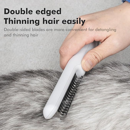 3 In 1 Pet Dematting Tool, Dog Flea Lice Combs for Grooming, Undercoat Rake & Dematting Comb for Detangling Matted or Knotted Undercoat Hair, Great for Short or Long-haired Dogs & Cats -White