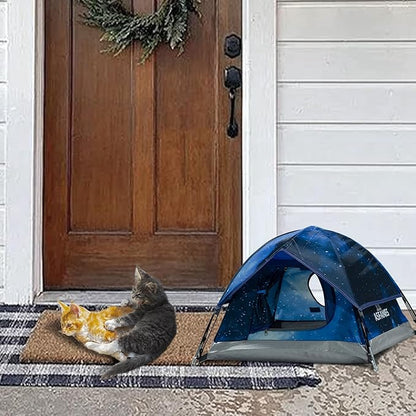 Outdoor Waterproof Pet Camping Tent, Cave Bed for Indoor Cats and Small Dogs, Portable Cat House Dog House, 39.3x39.3x23.6'', Navy Blue, L.