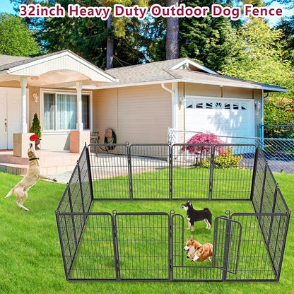 Dog Playpen, 32inch 20 Panels Outdoor Dog Fence Indoor Dog Pen Anti-Rust Pet Puppy Pen Dog Exercise Pen with Lock for Medium Small Dogs, Portable Pet Fence for Yard RV Camping