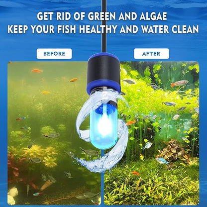 UVC Aquarium Sterilizer Light – Mini 3W for Fish Tank & Pond Filter, Water Clarifier & Algae Cleaner, Quartz Tube Waterproof