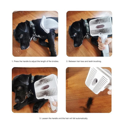 Dog Cat Brush for Shedding and Grooming,Self Cleaning Slicker Brush,Massage the skin,Easy to Clean Comb for Long or Short Haired Pets,Also use with Vacuum,Compatible with Vac 32&35mm