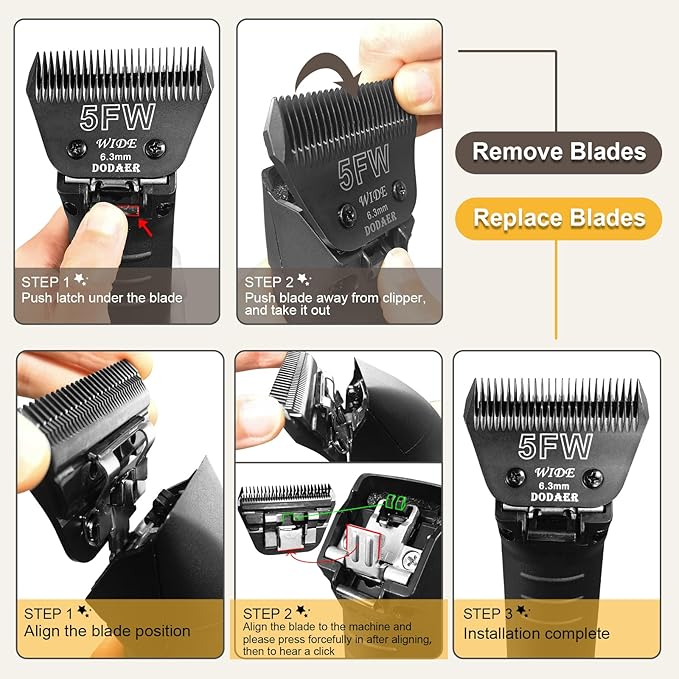 30 Wide Blades for Dog Grooming,Compatible with Andis,Oster A5,Wahl km10 Clippers,Cutting Length 1/50",2 Pack (Black)