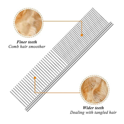3 Pack Metal Comb For Dogs,Cat Grooming Comb,Dog Combs,Doodle Comb,Shedding Comb,For Professional Grooming Tool For Long And Short Haired Dog,Cat And Other Pets. (Large Medium Small), Metallic