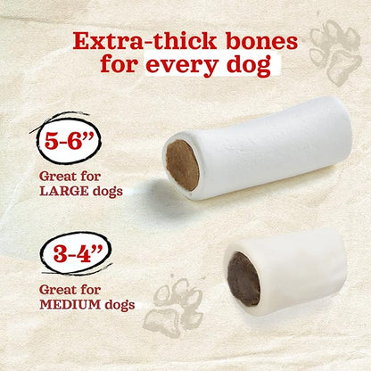 Natural Farm Bacon & Cheese Filled Bones (3-4 Inch, 6 Pack), Limited Ingredient, Natural Stuffed Dental Dog Bone Treats for Dogs, Made with Real Beef