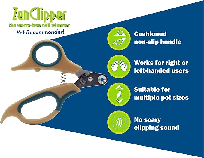 Zen Clipper Pet Nail Clipper for Dogs  Dog Nail Trimmer for Safer Pet Grooming Care - Clean, Quiet, and Easy-to-Use Stainless Steel Claw Trimmer - (3.5mm Hole)