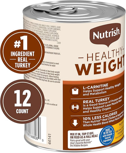 Nutrish Rachael Ray Weight Management Wet Dog Food Premium Paté Real Turkey & Pumpkin Recipe, 13 oz. Can, 12 Count
