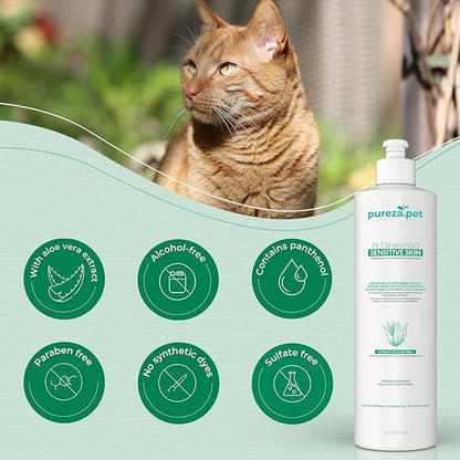 Sensitive Skin Hypoallergenic Conditioner for Pets - Fur Detangling, Nourishment & Hydration, All Ages Pet Grooming Products, Horse, Cat Dog Bath Supplies - Vegan, Paraben-Free - 10.6oz - PUREZA PET