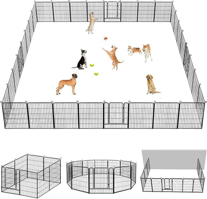 Dog Playpen Dog Fence Outdoor for Yard, 32inch 34 Panels Dog Pens Outside Anti-Rust Pet Playpen Exercise Pen with Lock for Large Medium Small Dogs, Portable Pet Fence for Yard RV Camping