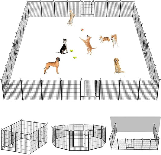 Dog Playpen Dog Fence Outdoor for Yard, 32inch 34 Panels Dog Pens Outside Anti-Rust Pet Playpen Exercise Pen with Lock for Large Medium Small Dogs, Portable Pet Fence for Yard RV Camping