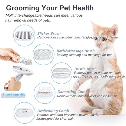 5 IN 1 Pet Grooming Kit,Dog&Cat Self Cleaning Slicker Brush for Shedding.Dematting&Deshedding&Undercoat Dog Brush,Dog Hair Brush,Suitable for Small&Large,Long&Short Haired Pets.(Blue)