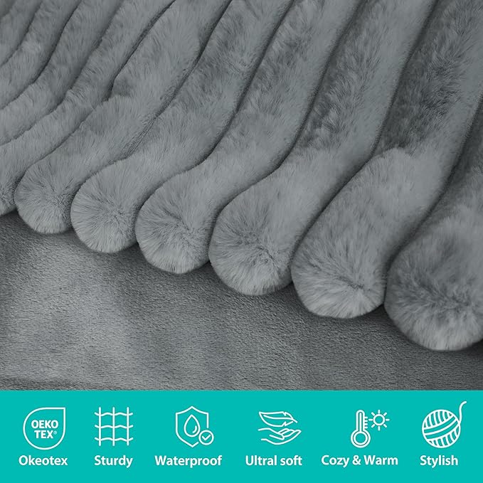 Waterproof Dog Blanket, Luxury Plush Washable Large Dogs Blankets for Couch Protection, Super Soft Calmingm Pet Blanket for Indoors (Grey, 40"x50")