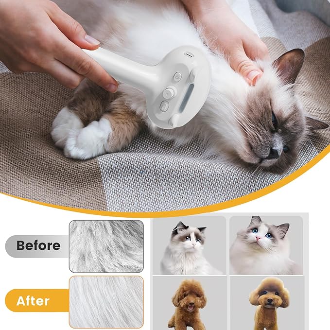 Cat Steam Brush, 4 in 1 Steamy Pet Brush For Cats & Dogs, Spary Cat Brush For Pet Grooming, Cats Dogs Hair Comb With Release Buttom and Water Tank, Cats Dogs Cleaning Brush (White Long Brush)