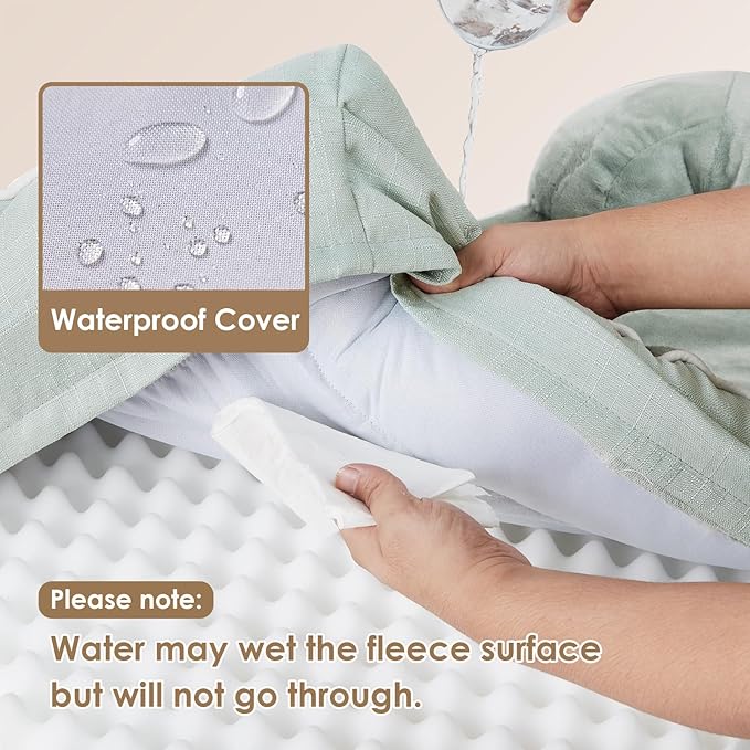 EHEYCIGA Orthopedic Dog Bed for Small Dogs, Waterproof Memory Foam Small Dog Beds with Sides, Non-Slip Bottom and Egg-Crate Foam Medium Dog Couch Bed with Washable Removable Cover, Sage Green