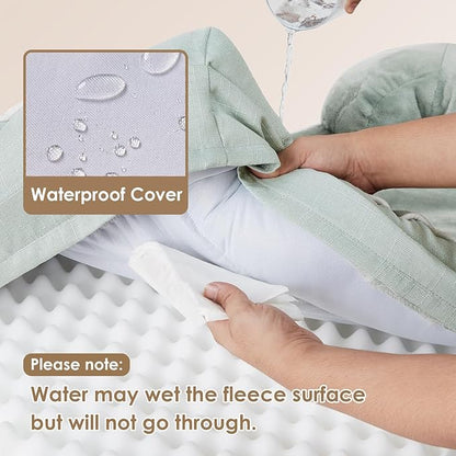 EHEYCIGA Orthopedic Dog Bed for Small Dogs, Waterproof Memory Foam Small Dog Beds with Sides, Non-Slip Bottom and Egg-Crate Foam Medium Dog Couch Bed with Washable Removable Cover, Sage Green