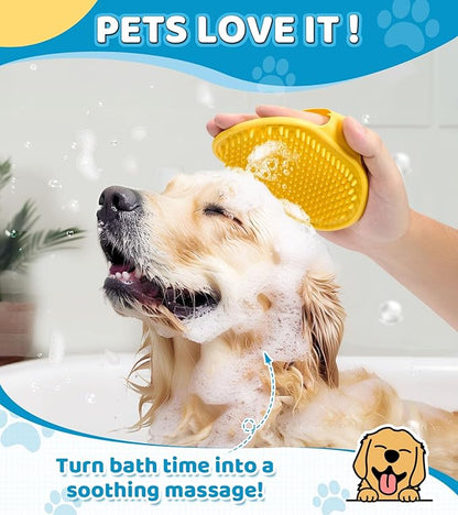 Dog Massage & Bath Brush 4PCS  Soft Silicone Shampoo Scrubber for Dogs and Cats, Perfect for Grooming and Deshedding (Blue)
