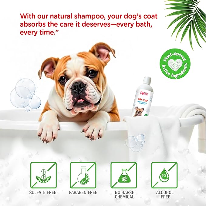 Natural Dog Shampoo for Dry Coats  Intense Hydration & Conditioning with Aloe, Coconut & Jojoba Oil  Moisturizing & Deodorizing Grooming Wash for Sensitive Skin- 16 oz
