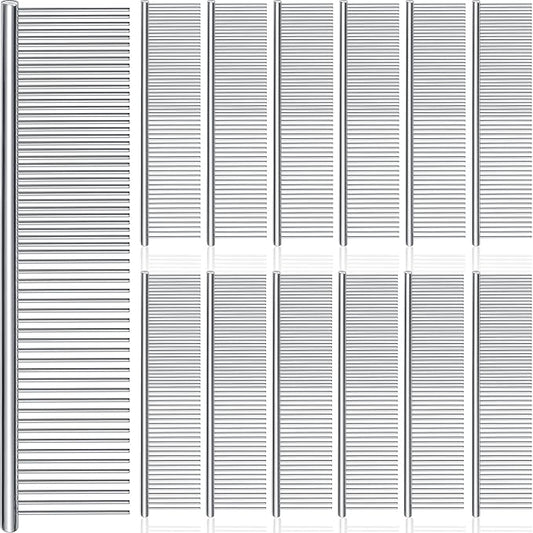 Lallisa 12 Pcs Stainless Steel Dog & Cat Comb, Metal Grooming Tool for Removing Knots, Long and Short Haired Pets Including Dogs, Cats & Others, 7.48 Inch