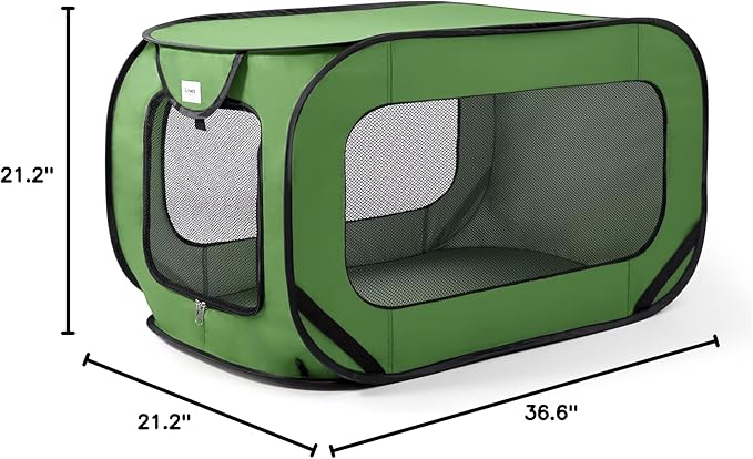 Love's cabin Pop Up Kennel, Indoor Outdoor Crate for Dog Pets, Portable Car Seat Kennel, Cat Bed Collection, Green, 36in Large