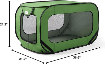 Love's cabin Pop Up Kennel, Indoor Outdoor Crate for Dog Pets, Portable Car Seat Kennel, Cat Bed Collection, Green, 36in Large
