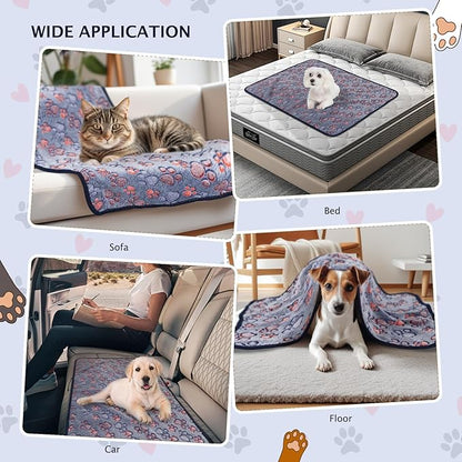 BVAGSS 6 Pack Small Dog Blanket, Super Soft Warm Pet Cover Blankets, Paw Print Puppy Fleece Flannel Blanket for Small Medium Dogs and Cats MW003