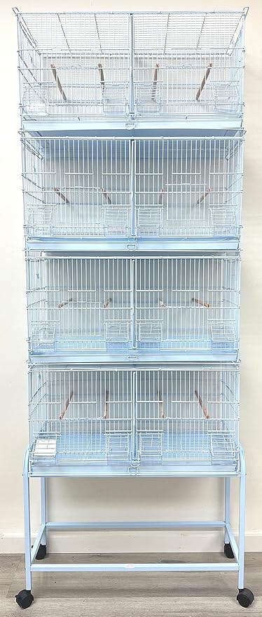 Lot of 4 Stackable Breeder Bird Flight Cage Side Breeding Nest Door with Removable Center Divider Side Breeding Nesting Box Door with Removable Rolling Stand
