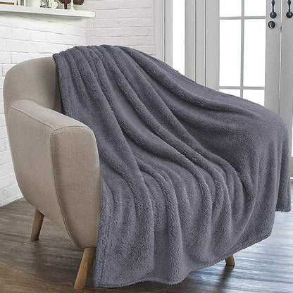 furrybaby Dog Blanket Soft Dog Blankets for Large Dogs Puppy Essentials Washable Fluffy Sherpa Fleece Cat Blanket 32x40 Inches for Bed Furniture Couch Sofa (Double-Layer Medium, Grey)