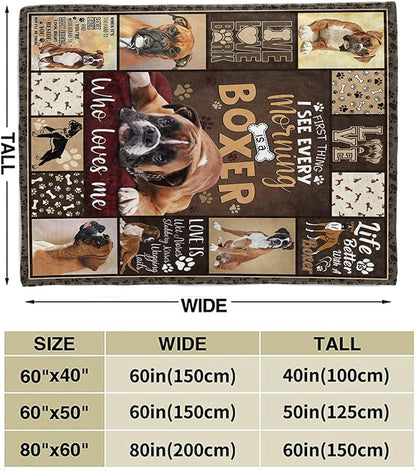 Tupmnbry Boxer Dog Blanket Cute Puppy Throw Blanket Super Soft Flannel Throw Blanket Lightweight Fluffy Plush Fuzzy Bed Blanket for Cute Pet 60"X80"