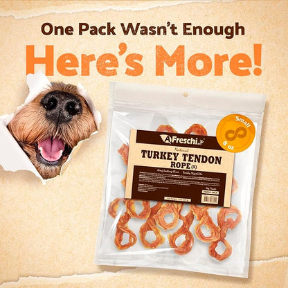 Afreschi Natural Turkey Tendon Rope (S) 8 oz, Turkey Sourced from USA, All Natural Puppy Chew, Hypoallergenic, Rawhide Alternative, for Small Breeds