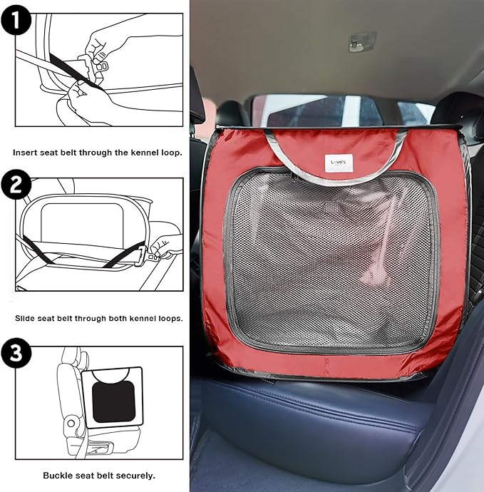 Love's cabin 36in Portable Large Dog Bed - Pop Up Dog Kennel, Indoor Outdoor Crate for Pets, Portable Car Seat Kennel, Cat Bed Collection, Red