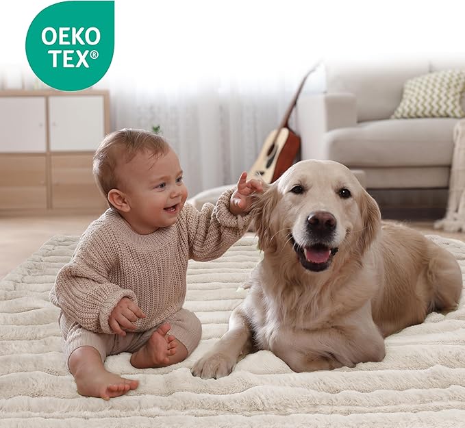 Waterproof Dog Blanket for Bed, Luxury Plush Washable Large Dogs Blankets for Furniture Protection, Super Soft Calming Pet Blanket for Indoors (Cream, 30"x40")