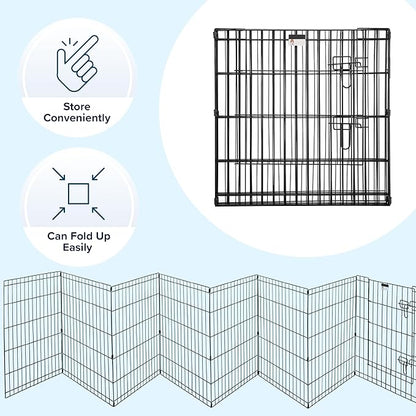 Dog Playpen - Foldable Metal Exercise Puppy Play Pen with 8 24x30in Panels - Indoor/Outdoor Pen with Door for Dogs, Cats or Small Animals by PETMAKER