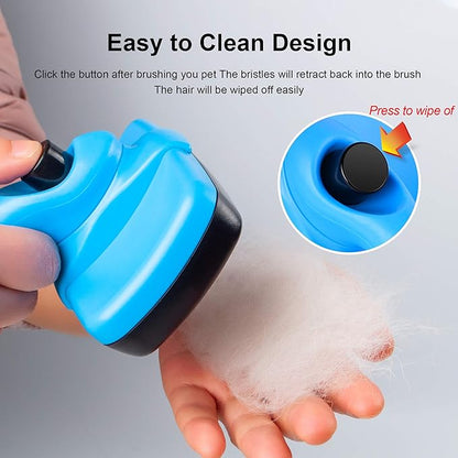 Fida Self Cleaning Slicker Brush with Protective Ball Tips, Dog Brush/Cat Brush for Shedding and Grooming Loose Undercoat, Mats - for Small, Medium & Large Dogs and Cats with Short to Long Hair