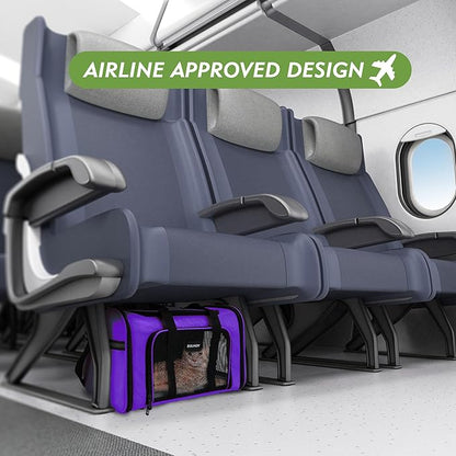 Soundy Large Cat Carrier Dog Carrier Pet Carrier Under 25 Lbs, Large Cats Small to Medium Dogs Portable Soft Sided Folding Travel Pet Carrier, Cat Carrier for 2 Cats Car Travel Carrier(Large, Purple)