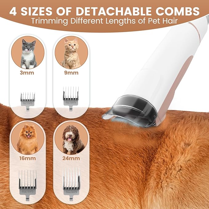 Dog Grooming Vacuum, Pet Grooming Kit with Dog Clippers, 2.5L Dust Cup 11000Pa Dogs Vacuum for Shedding Grooming, 5 Grooming Tools Home Cleaning in 1, Low Noise Pet Grooming Vacuum for Dogs, PG50