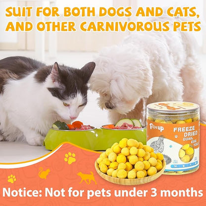 Freeze Dried Quail Egg Yolk Pet Treats, Freeze-Dried Pet Food for Dogs, Cats, Pure Fresh Ingredient, 9.2 oz, Rawhide Free, Gluten&Grain Free